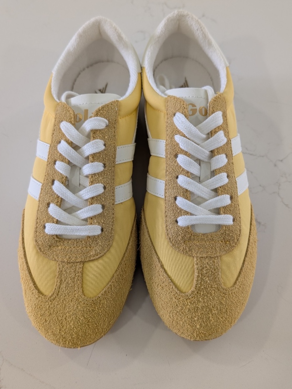 Gola Classics Sprinter Women’s 9.5 Pollen Yellow Off White Suede Retro Sneaker